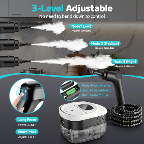 Steam Cleaner, 3-Level Adjustable Portable Steamer for Cleaning - color: White