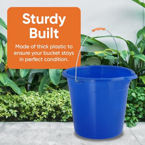Superio 2.75 Gallon Plastic Mop Bucket with Grip Handle, Utility Pail for Cleaning, Car Wash, Fishing, Camping & Household Use, 10 Liter, Royal Blue - 4 Pack - color: Royal Blue, size: 4 Pack