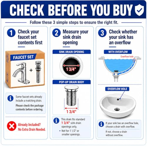 Bathroom Sink Drain with Overflow - Big Cap Pop up Drain Fit for Large Undermount Sink with Standard 1 3/4" Drain Opening,Brushed Nickel,YDPOP-3 - color: Brushed Nickel, size: With Overflow