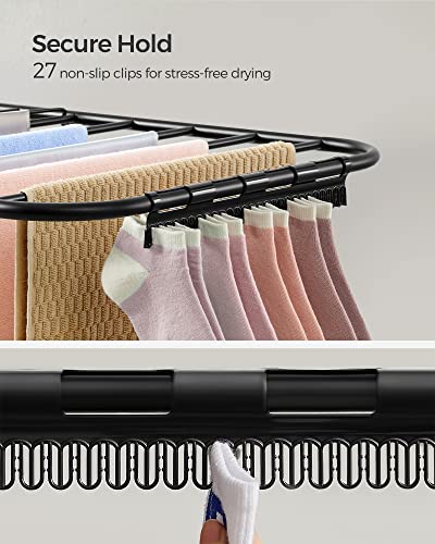 SONGMICS Clothes Drying Rack, Foldable Space-Saving Laundry Drying Rack - color: Black, size: 1 Tier （21.7"d x 58.3"w x 39.4"h）