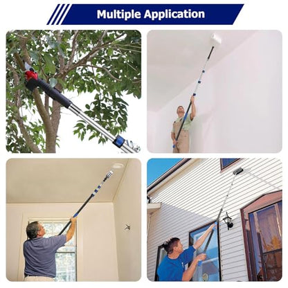 3-12 FT Telescopic Extension Pole Aluminum Paint Roller & Cleaning Pole - size: 12 Ft Blue