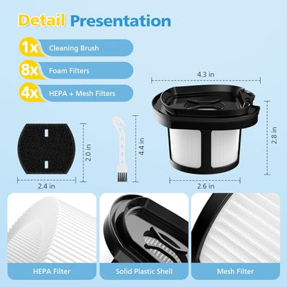 4 Pack 2284W 2390A Vacuum Filter for Bissell Pet Hair Eraser Hand Vacuum