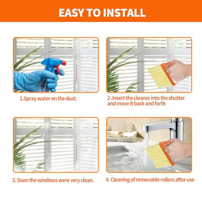 6 Pcs Window Venetian Blind Cleaner Duster Tool, Microfiber 6 Finger Duster Brush for Cleaning Window Shutters, Air Conditioner, Wood & Vinyl Blinds, Includes 6 Cloth Covers