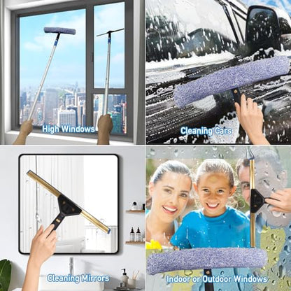 Window Cleaning Kit, Foldable Bucket, 4.5Ft Pole, Squeegee