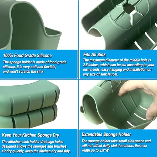 Hanging Silicone Sponge Holder for Kitchen Sink, Green - color: Green