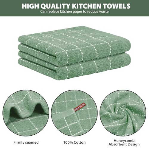 Nialnant 6 Pack Terry Kitchen Towels,Dish Cloths for Washing Dishes - color: Green, size: 12 x 12 in - 6PCS
