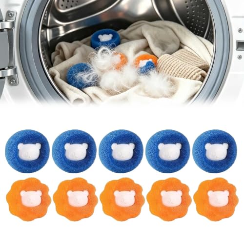 Laundry Pet Hair Remover Washer Dryer Fur Catcher Orange Blue 10 Pcs - color: Orange Blue
