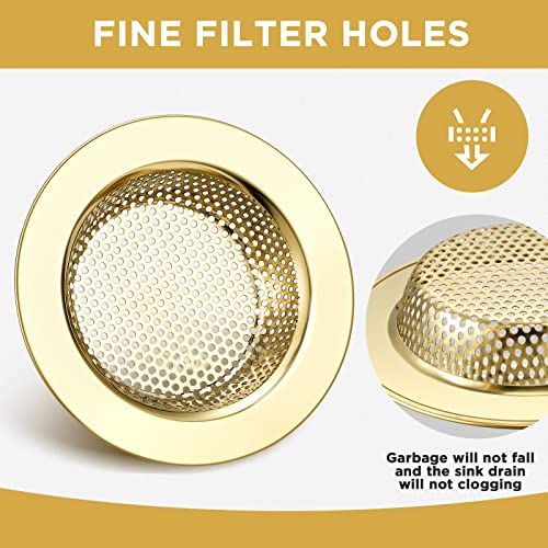 Retisee 2 Pcs Kitchen Sink Drain Strainer 4.4 Inch,Gold - color: Gold