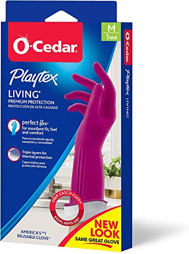 Playtex Living Reuseable Rubber Cleaning Gloves (Medium, 3 Pairs), Premium Protection Reusable Household Gloves - size: Medium (Pack of 3)