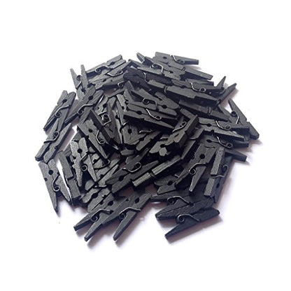 LWR CRAFTS Wooden Mini Clothespins 200 Per Pack 1" 2.5cm (Black) - color: Black