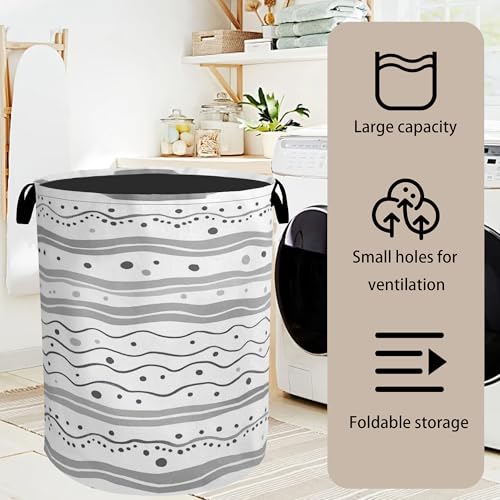 Grey Lines Laundry Basket - Heavy Duty 60L Dirty Clothes Organizer, Water Resistant Foldable Hamper for Men Women - color: Modern Gray Lines