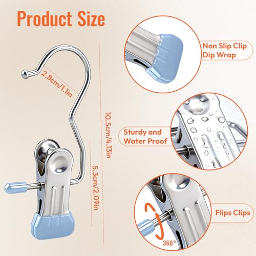 30 Pack Pants Hangers with Clip，Legging Organizer and Jean & Shorts Hangers - color: Light Blue
