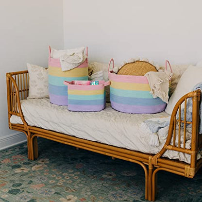 OrganiHaus Rainbow Laundry Basket & Hamper, Nursery Playroom 52L - color: Rainbow Pastel, size: Tall