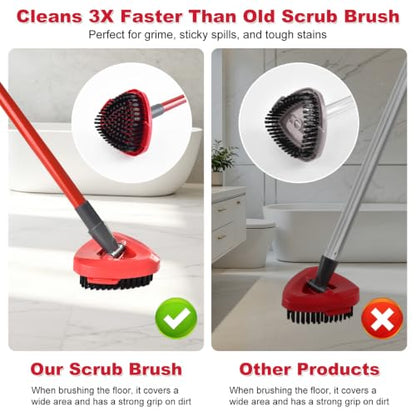 2 Pack Upgrade Scrubber Mop Head and Spin Mop Base for Ocedar,Scrub Brush Compatible with O-Cedar Rinseclean 2 Tank System,Hard Bristle Scrubber Mop with Base for Floor Deck Wall Bathroom and Kitchen - color: Red 2