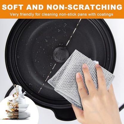 20 Pcs New Upgrade 3-Layer Metal Dish Cloth, 7.87x7.87 Inch Cleaning Cloth - color: Silvery 20 Pack