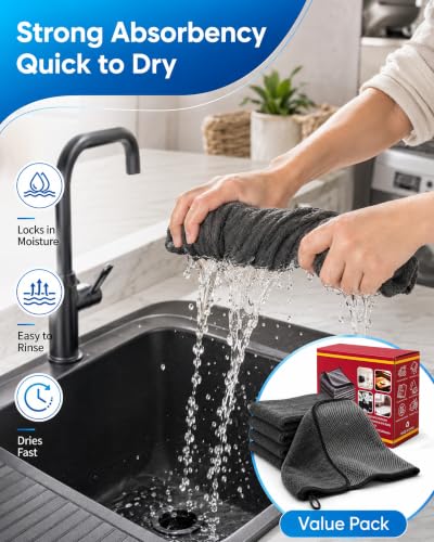 Genie Cloth Magic Cloth,Magic Cleaning Cloth Lint Free Microfiber Cloths,Lint-Free Wiping,Reusable Cleaning Cloths for Glass & Kitchen