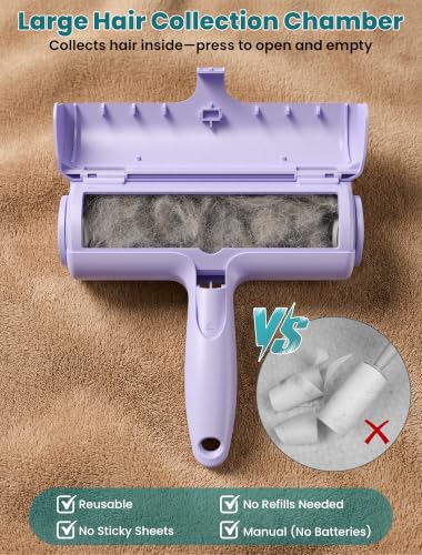 DELOMO Pet Hair Remover Roller, Reusable Lint Roller for Dog and Cat Hair - color: C: Purple（limited Color）