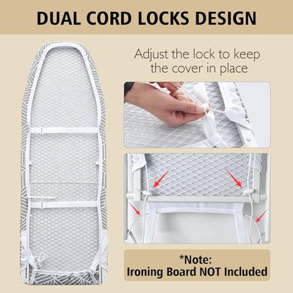Seiritex Over the Door Ironing Board Cover 14 x 42 inch, Thick Padding w Hook and Loop Fasteners Wall Iron Board Cover (Gray Cube Update Version) - color: Gray Cube, size: 14x42 Update
