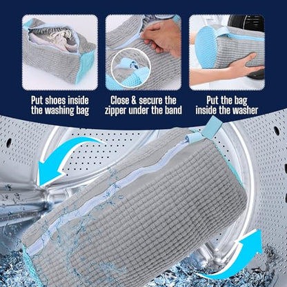Shoe Washing Machine Bag, Laundry Shoe Bag for Washing Machine, Reusable Washing Bags for Washer and Dryer, 2 Pack Grey Shoe Washing Bag for Sneakers, Trainers & Tennis Shoes - color: Grey