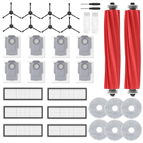 34 Pcs Qrevo S/Qrevo Pro/Qrevo Plus Replacement Accessories for Roborock Robot Vacuum, 2 Main Brush, 6 HEPA Filter,8 Dust Bag, 8 Side Brushe,6 Mop Cloth Pad, 4 Cleaning Tool - style: Qrevo S/Qrevo Plus/Qrevo Pro
