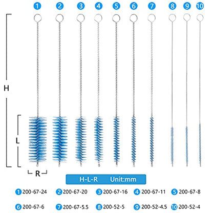 CiaraQ Bottle Cleaning Brushes, 8 Inch Nylon Tube Brush Set - color: Blue, size: 8.0 Inch (10pcs)