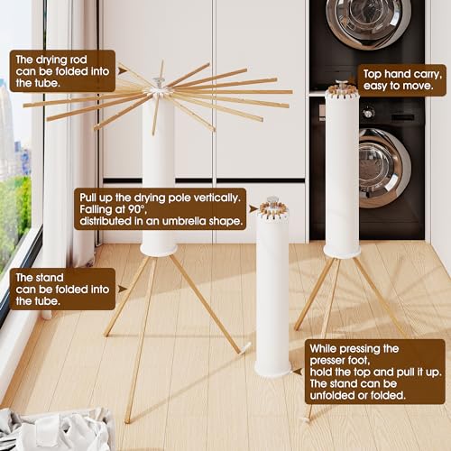 BOQORAD Clothes Drying Rack Foldable,Laundry Drying Rack,Drying Rack Clothing(16 Wood Poles),Clothes Hanger Rack,Laundry Rack Folding,Collapsible,Retractable - style: 16 Wood Poles