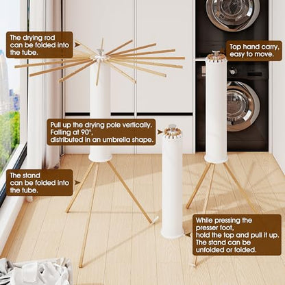 BOQORAD Clothes Drying Rack Foldable,Laundry Drying Rack,Drying Rack Clothing(16 Wood Poles),Clothes Hanger Rack,Laundry Rack Folding,Collapsible,Retractable - style: 16 Wood Poles