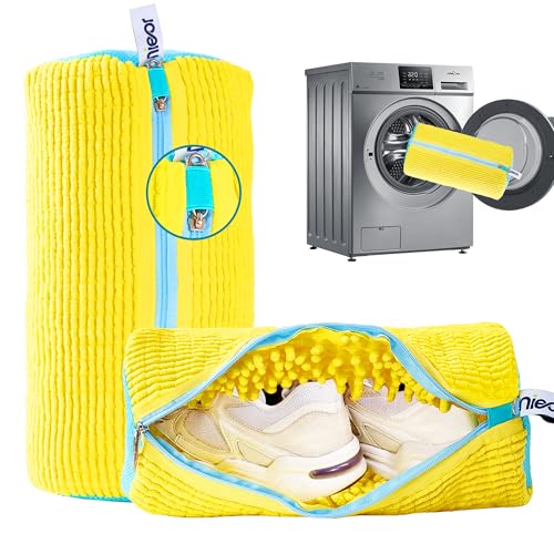 Shoe Washing Machine Bag 2pcs Yellow - Reusable Shoe Laundry Bags for Washer & Dryer, 360 Deep Clean for Sneakers, Tennis Shoes, Slippers, Durable, Quiet Operation, Protects Shoes, Versatile Use - color: Yellow
