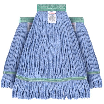 Onesimus 20 oz Mop Head Replacement, Industrial Mops for Floor Cleaning Heavy Duty 4-Ply Cotton Blend Looped End Wet Mop Refills 1.25 in Universal Headband Fit Most Handles, 3 Pack Large Blue - size: 3 Count (20 Ounce)