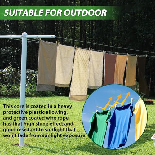 1/8" Clothes Line Outdoors, 100 ft PVC Coated Steel Cable Clip Kit - size: 1/8 IN x 100 FT