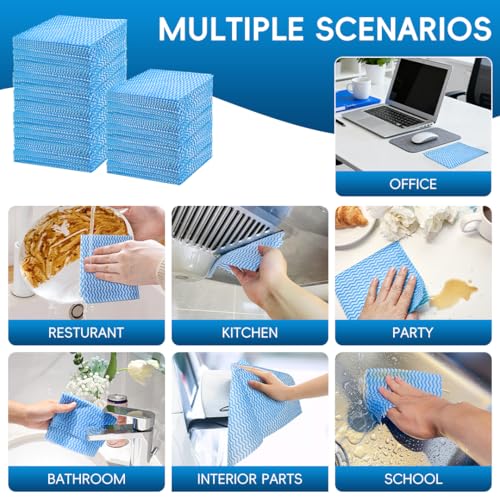 Disposable Dish Cloths,100Pcs, Reusable Kitchen Cleaning Cloths Dish Cloth 11.8X11.8 inch, Disposable Dish Towels for Kitchen, Household Cleaning Yellow