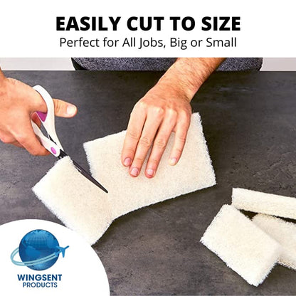 Commercial Light Duty White Scrub Pad - 4.6" x 10" Non-Abrasive Cleaning Pad for Delicate Surfaces, Kitchen, Bathroom, Glass & More - Bulk 5 Pack
