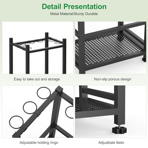 Dirza Garden Tool Organizer,Yard Tool Organizer for Garage Organization and Storage,Garden Tool Rack with 9 Loops for Garage, Shed, Outdoor,Easy Take Out and Storage,Will NOT tip over
