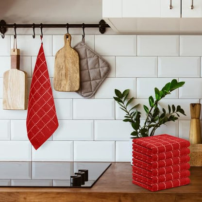 Nialnant 6 Pack Terry Kitchen Towels,Dish Cloths for Washing Dishes - color: Red, size: 12 x 12 in - 6PCS