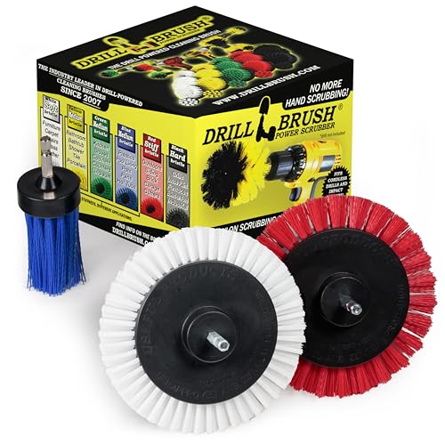 Car Detailing Drill Brushes - Crevice Cleaning Brushes for Household Use - color: White, Red, Blue
