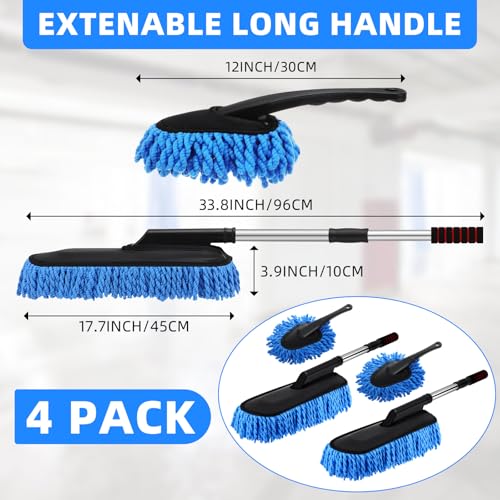 Tanlade 4 Pack Microfiber Car Duster Exterior Scratch Free, Blue - color: Blue