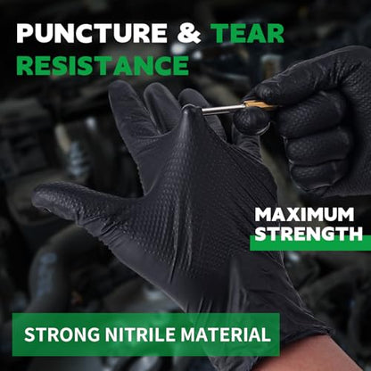 FINITEX Disposable Nitrile Diamond Texture Black 8mil Mechanic Gloves - color: Black (Small 100)