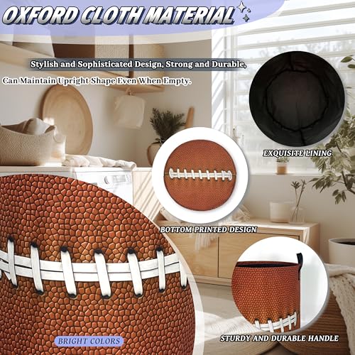 Funny Football Laundry Basket Oxford Cloth Foldable Hamper 18.9x16.5 Inch - color: Retro Football Pattern