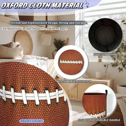 Funny Football Laundry Basket Oxford Cloth Foldable Hamper 18.9x16.5 Inch - color: Retro Football Pattern