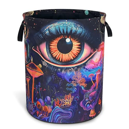 Abstract Eyes Mushrooms Laundry Basket Foldable Oxford Cloth 18.9 x 16.5 In - color: Abstract Eyes Mushrooms
