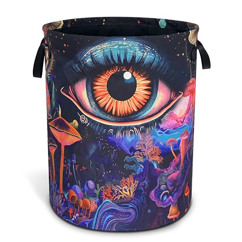 Abstract Eyes Mushrooms Laundry Basket Foldable Oxford Cloth 18.9 x 16.5 In - color: Abstract Eyes Mushrooms