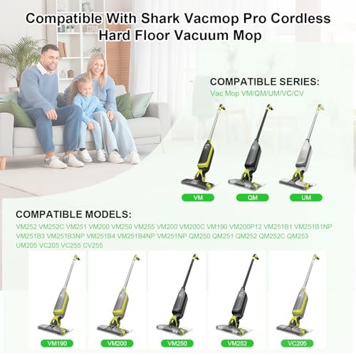 Vacmop Mop Vac Pads for Shark - Reusable Vacuum Spray Mop Pad Refills for Shark Vacmop Replacement VM252 VM200 VM200p12 VMP30 VM190 VM250 Cleaner Heads - Hard Floor Mopvac Mopping Pads Wet Dry 10pack - color: 2chamber + 4filters + 4whitepads