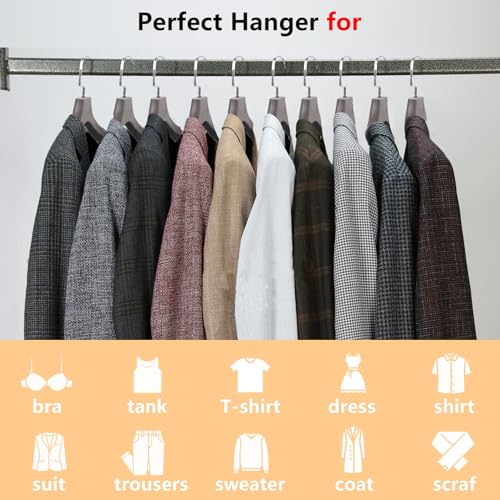 Suit Hangers for Men 6 Pack, Brown Coat Hangers Extra Wide Non Slip Width 17.7", Thick Plastic with Pants Bar & Metal Hook - color: Brown, size: 6 Pack