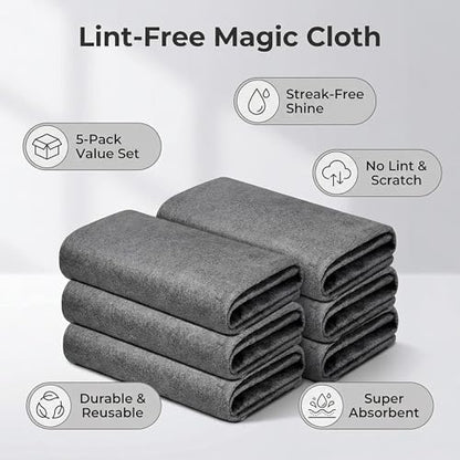 5 Pack Microfiber Cleaning Cloths (20x25cm) — Lightweight, Lint-Free & Streak-Free Towels for Delicate Surfaces, Electronics and Glass - size: 20*25CM