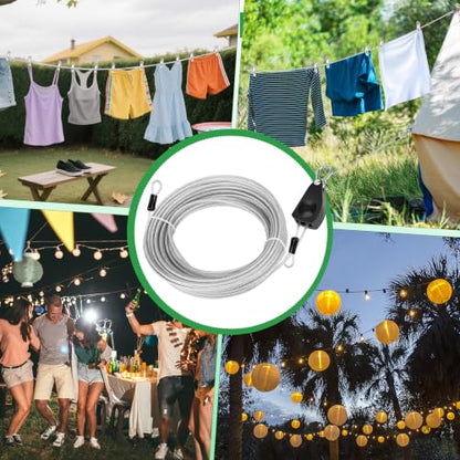 Windspeed Retractable Clothesline Outdoor Heavy Duty Travel Clothesline Retractable Clothes Line for Outside Travel Camping Cloth Line, Galvanized Steel Material, and 10 Clips, Storage Bag - size: 25Ft