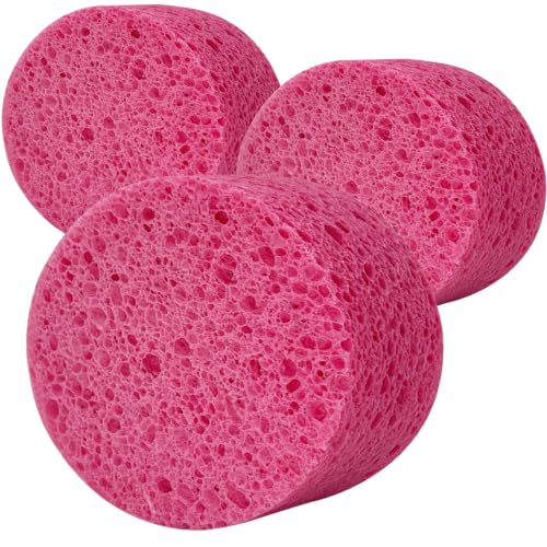 3-Pack Large Sponge, Kitchen Sponges, Handy Sponges, Cellulose Sponges, Dish Washing Sponge, Natural Sponge, Car Washing Sponge, Eco Friendly Sponge (Round, 4" X 4" X 2"), Pink - color: B-pink