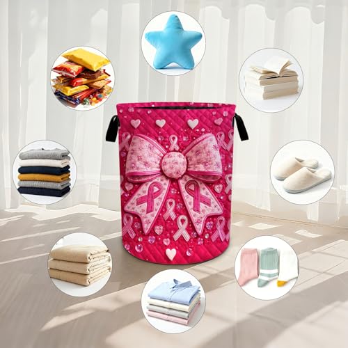 Pink Laundry Basket Waterproof Laundry Hamper Foldable Laundry Bag with Handles for Bedroom, Bathroom, Office, Clothes Storage - color: Pink