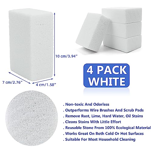 Non Scratch Grillstone Magic Blackstone Block Cleaner Clean Brick Stone Scraper for Removing Stains，Pool, Baking Steel,Oven, Flat Top Cookers, Utensils, Toilet, Hard Skin Callus Remover, 4 pack, White - color: 4 White