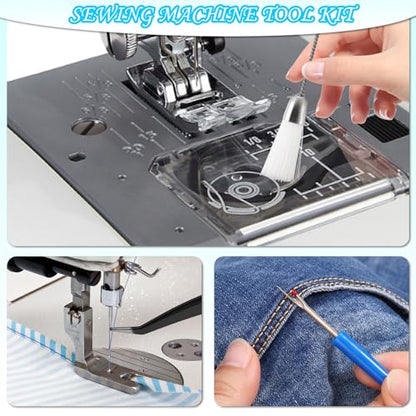 15pcs Sewing Machine Cleaning Kit, Sewing Machine Cleaning Tools Including Tweezers, Rippers, Screwdriver, Double Headed Brush, Needle Board Screwdriver, Silicone Brush and Storage Bag