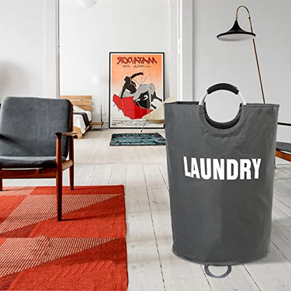 Maxsilan 160L XX-Large Laundry Basket Bag, Collapsible Hamper, Dark Grey - color: Dark Grey, size: 160L